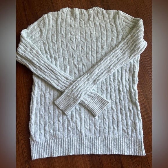 Vineyard Vines Light Mint Green Cable Knit Slub Sweater Size S 100% Cotton - Picture 2 of 7